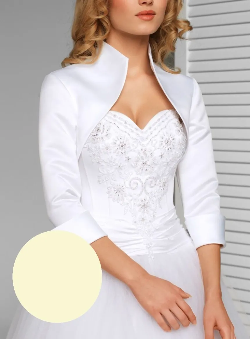 Boléro femme satin court manches 3/4 col montant