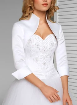 Boléro femme satin court manches 3/4 col montant