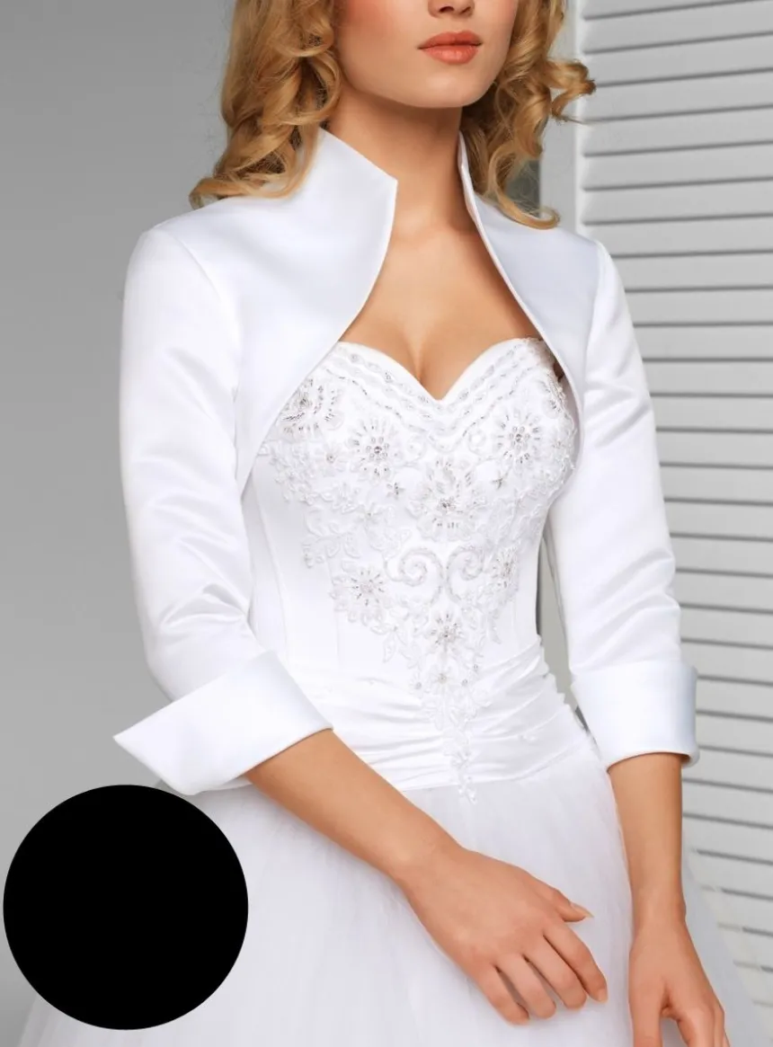 Boléro femme satin court manches 3/4 col montant