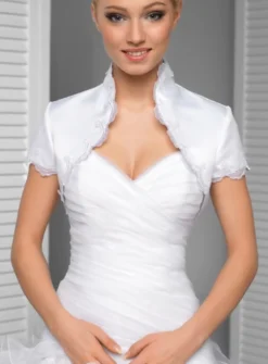 Boléro femme satin dentelle manches courtes
