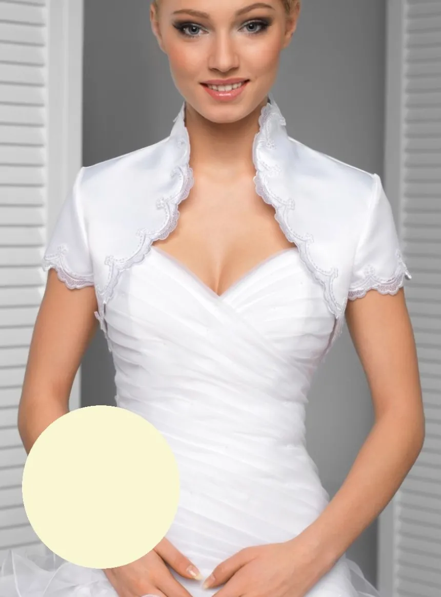 Boléro femme satin dentelle manches courtes