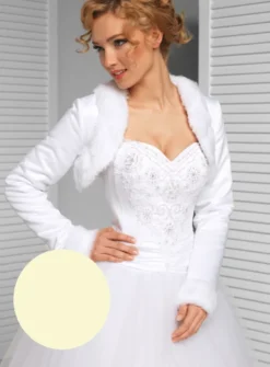 Boléro femme satin/fausse fourrure court