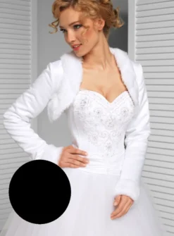 Boléro femme satin/fausse fourrure court