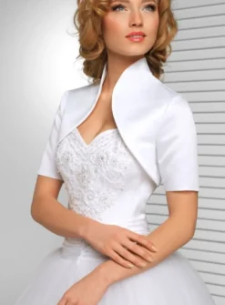 Boléro femme satin manches 1/3 col montant