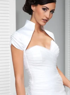 Boléro femme satin manches courtes col montant