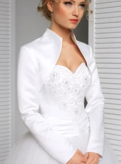 Boléro femme satin manches longues col montant