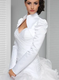 Boléro femme satin manches longues col montant