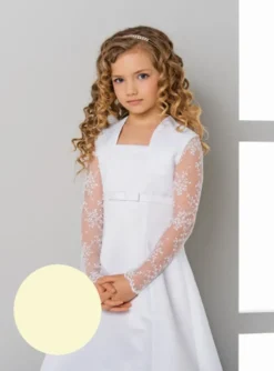 Boléro fille court dentelle et satin