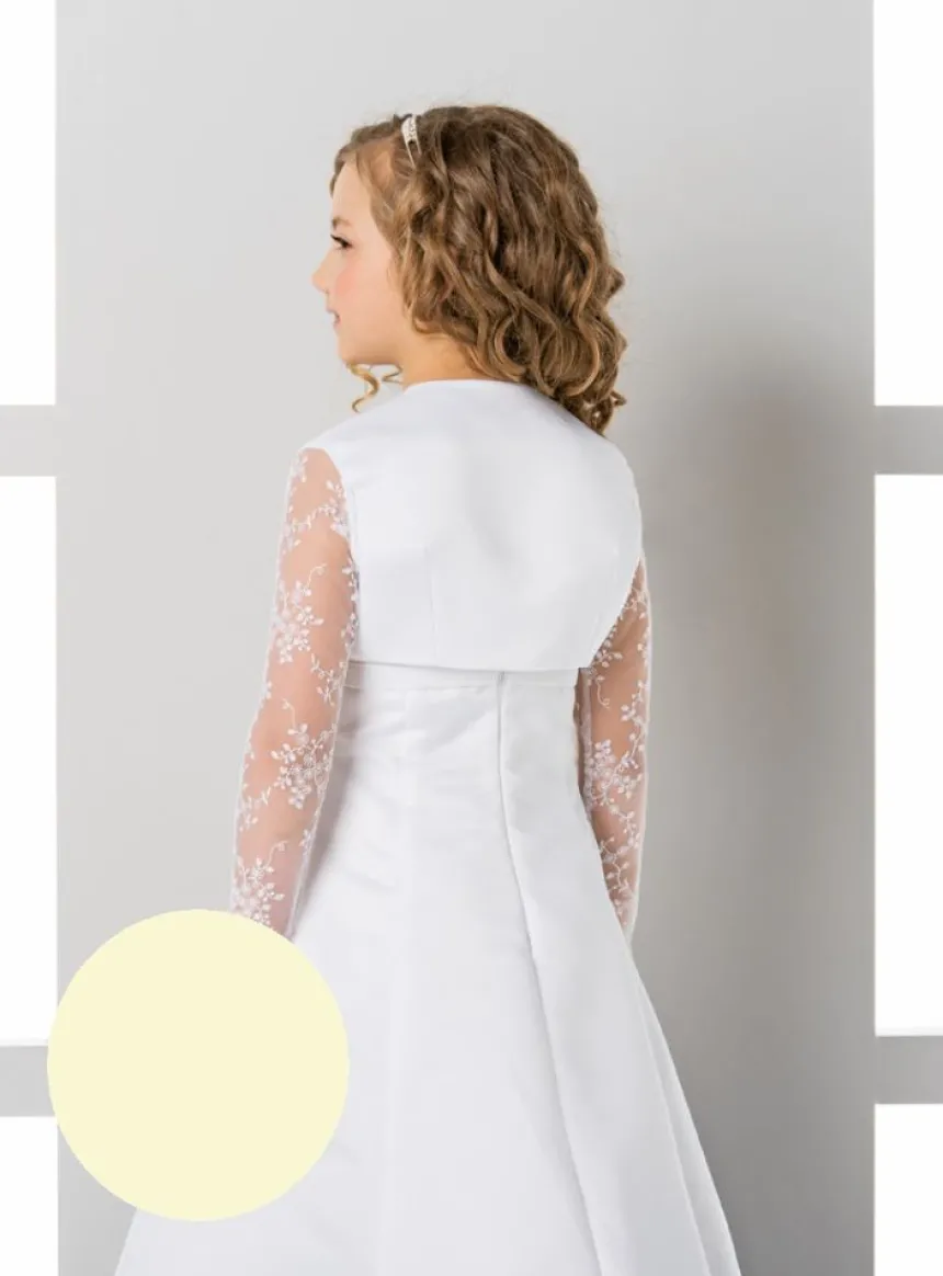Boléro fille court dentelle et satin