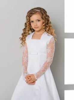 Boléro fille court dentelle et satin