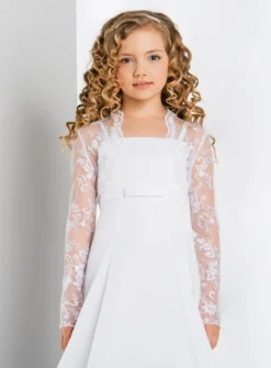 Boléro fille court dentelle perlée