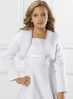 Boléro fille court en fausse fourrure et satin