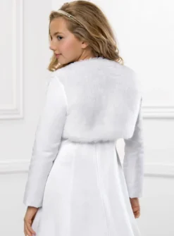 Boléro fille court en fausse fourrure et satin