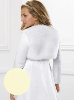 Boléro fille court en fausse fourrure et satin