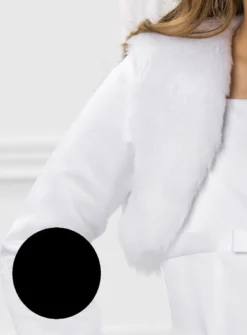 Boléro fille court en fausse fourrure et satin