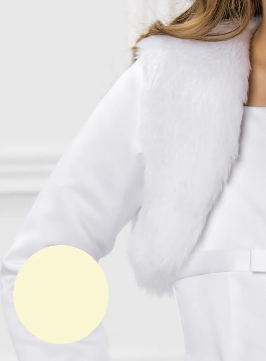 Boléro fille court en fausse fourrure et satin