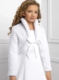 Boléro fille fausse fourrure et nœud