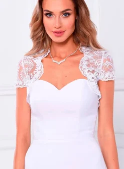 Boléro mariage femme dentelle brodée manches courtes