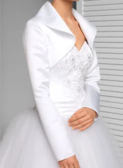 Boléro mariage femme satin col tombant manches longues