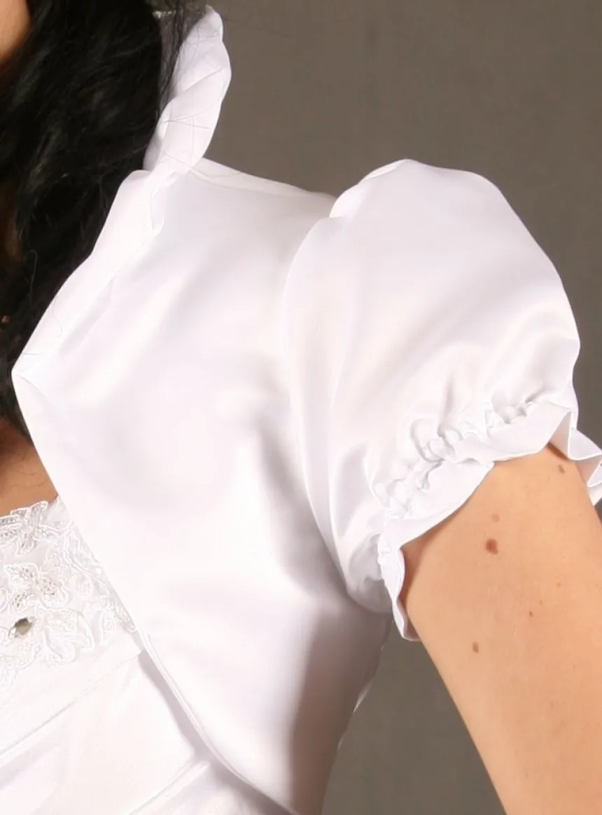 Boléro mariage satin manches courtes