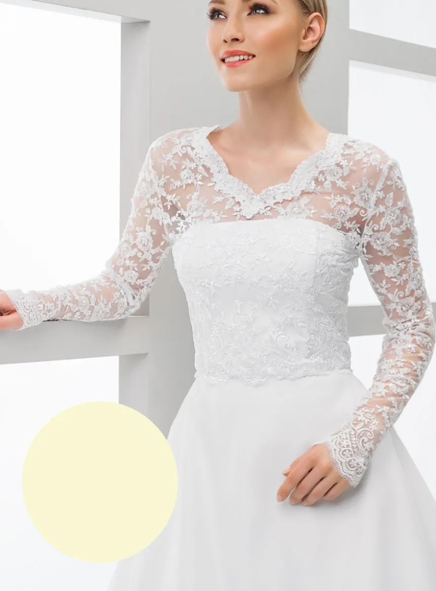 Boléro mariée brodé dos boutonné manches longues