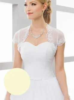 Boléro mariée court mousseline dentelle manches courtes