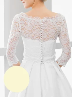 Boléro mariée dentelle dos boutonné manches 3/4