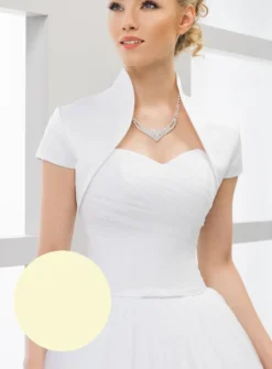 Boléro mariée ou soirée court satin manches courtes