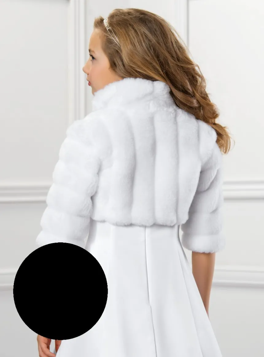 Boléro pour fille en fausse fourrure manches 3/4