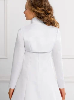 Boléro satin court manches longue cérémonie fille