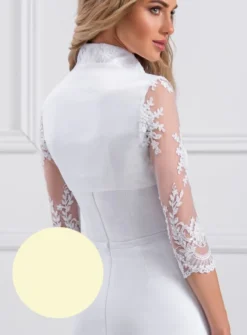 Boléro satin et dentelle femme manches 3/4