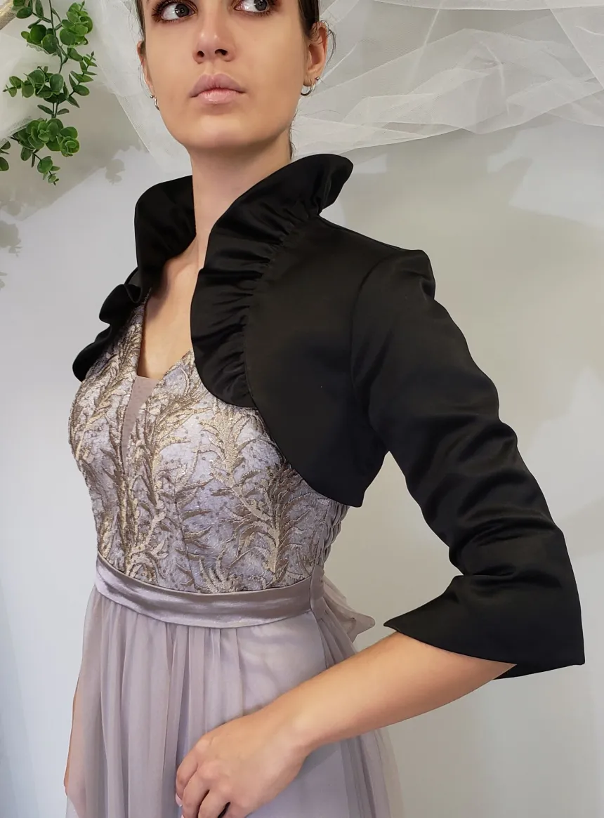 Boléro soirée femme satin manches 3/4