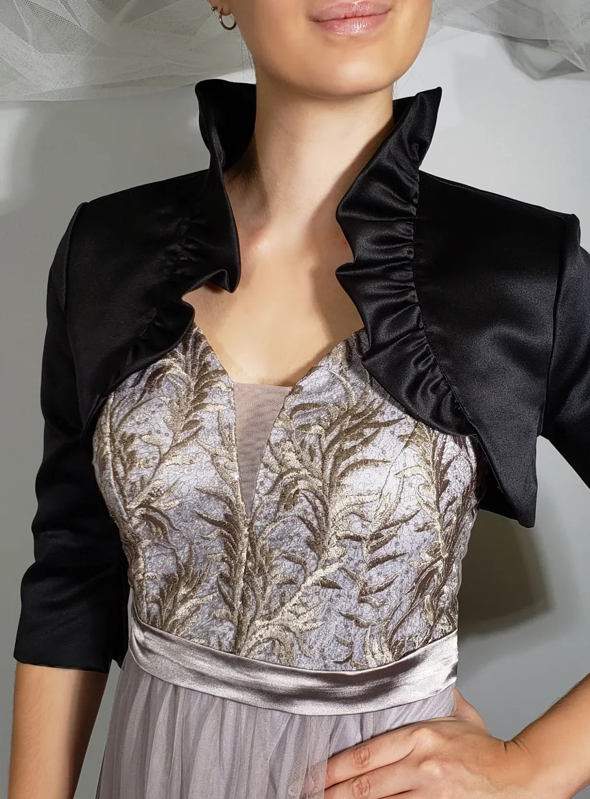 Boléro soirée femme satin manches 3/4