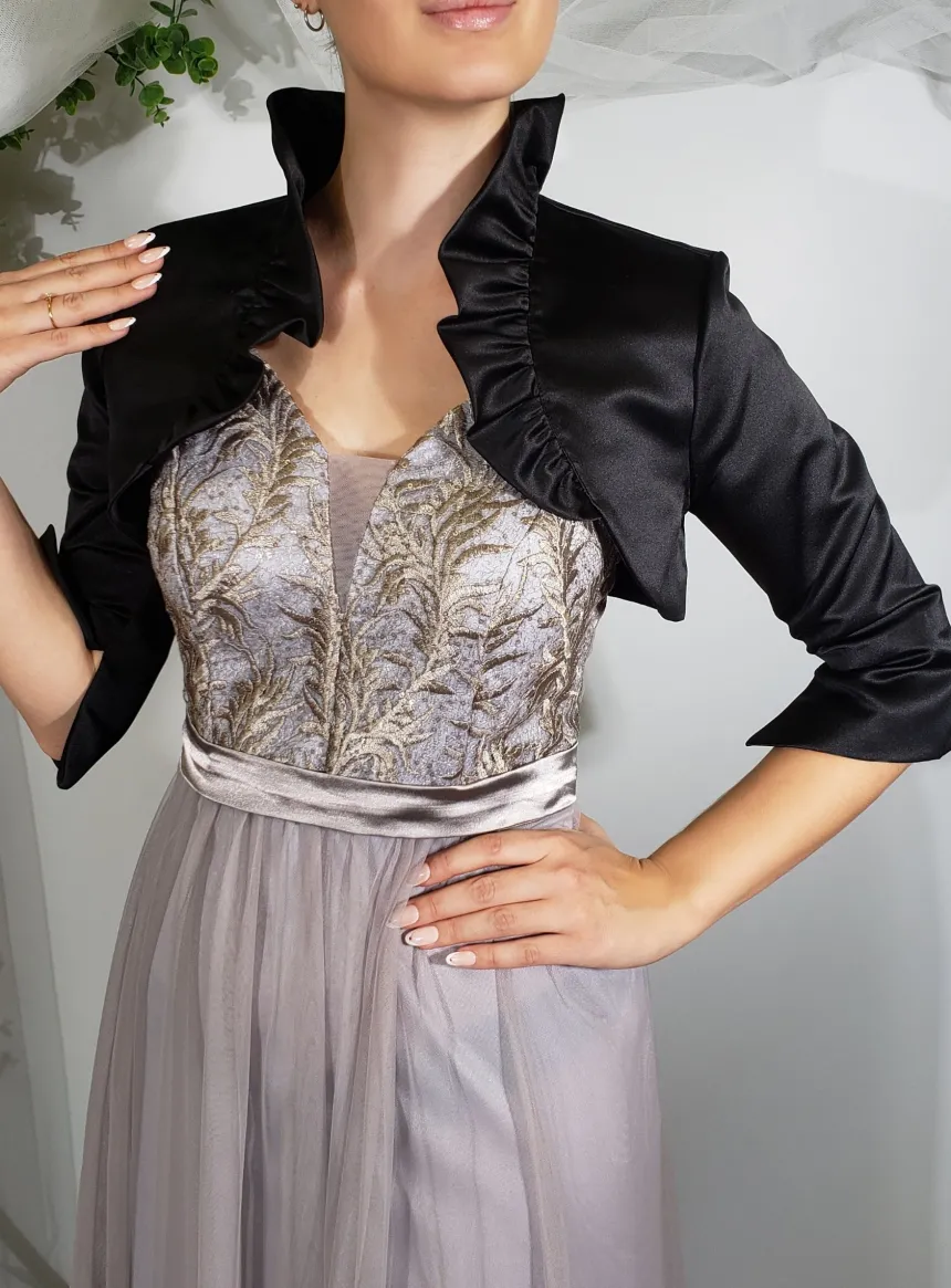 Boléro soirée femme satin manches 3/4