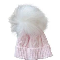 Bonnet pompon fourrure bébé