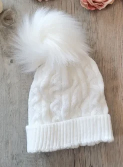 Bonnet pompon fourrure bébé
