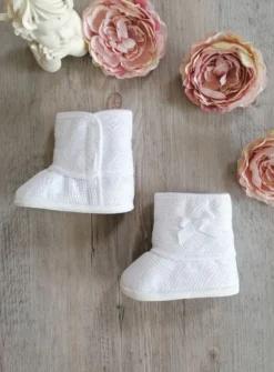 Bottes bébé fille hiver dentelle blanche