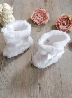 Bottines bébé fille fourrure et ruban