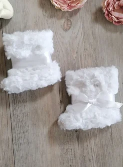 Bottines bébé fille fourrure et ruban