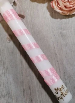 Bougie baptême noeud et ruban - Personnalisable