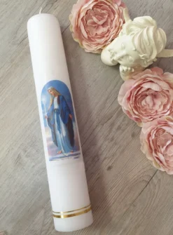 Bougie Catholique avec la Vierge Marie Blanc