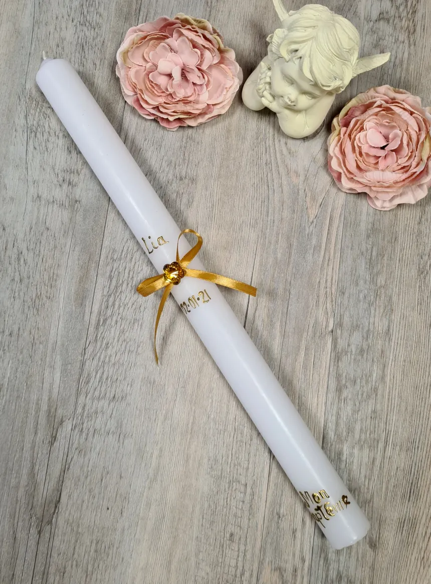 Bougie de baptême à personnaliser Blanc