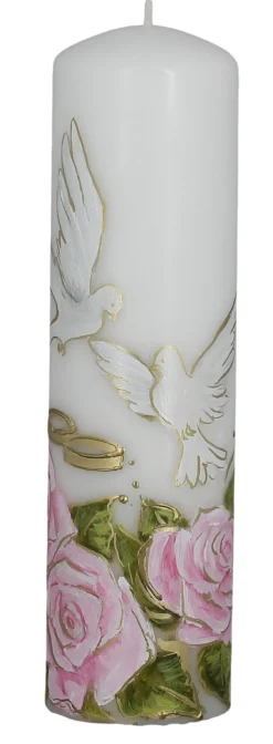 Bougie de mariage large colombe Blanc