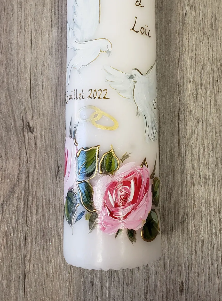 Bougie de mariage large colombe Blanc