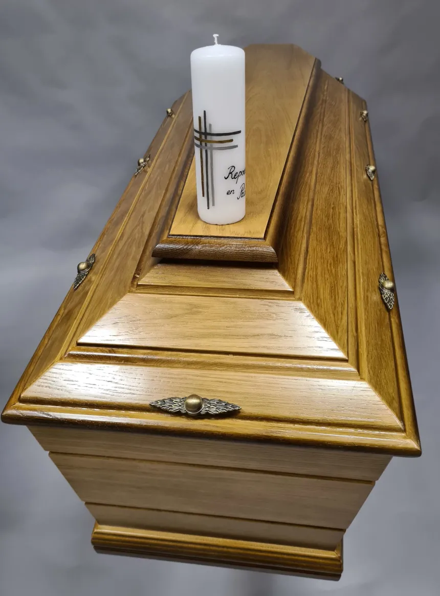 Bougie deuil "Repose en Paix" avec Croix Moderne personnalisable Blanc
