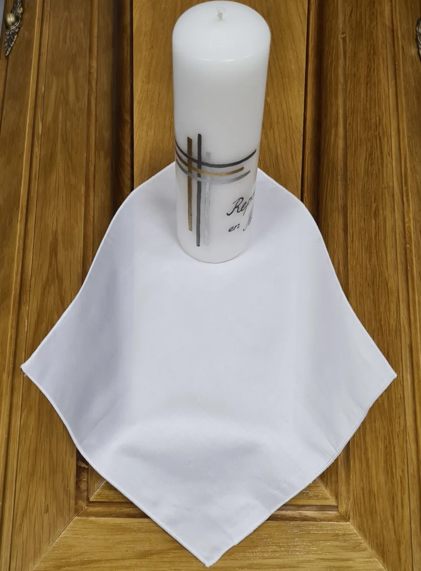 Bougie "Repose en paix" et mouchoir coton