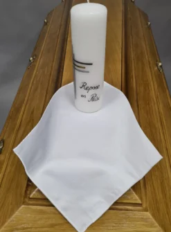 Bougie "Repose en paix" et mouchoir coton