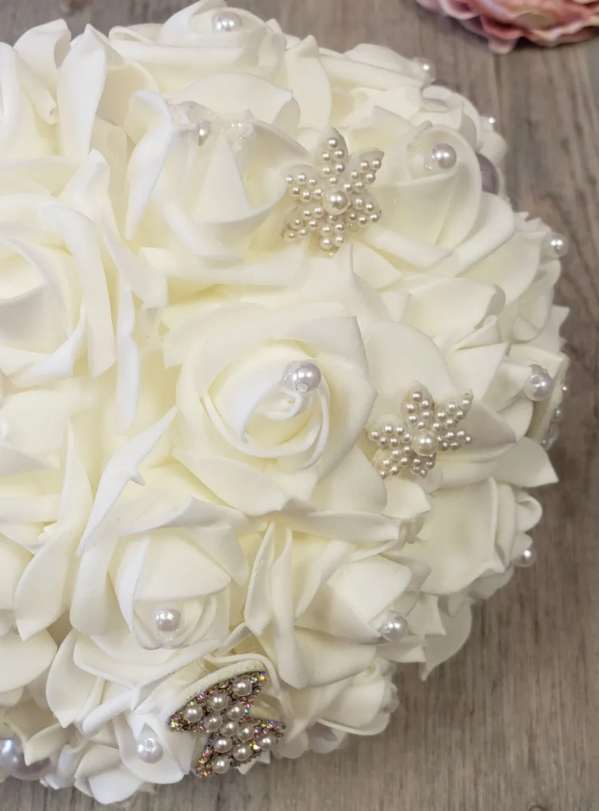 Bouquet de Mariée roses blanches Blanc