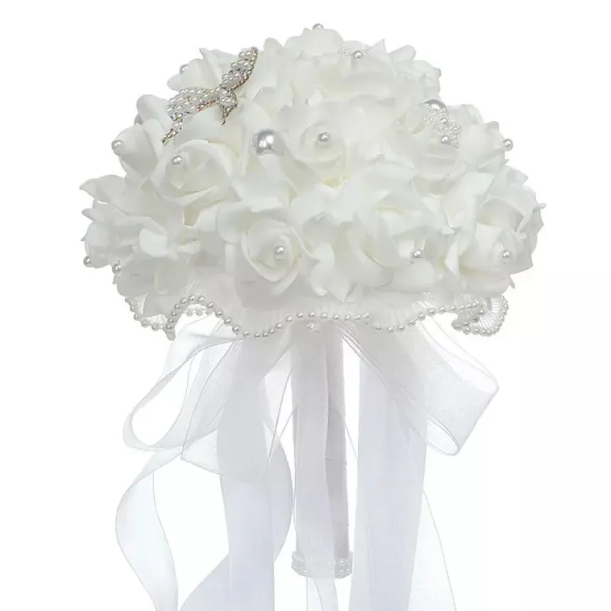 Bouquet de Mariée roses blanches Blanc