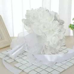 Bouquet de Mariée roses blanches Blanc